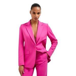 FRENCH CONNECTION WHISPER SINGLE BREASTED BLAZER - IN WILD ROSA SIZE 4